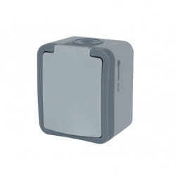 PRISE 2 P+T ETANCHE GRIS